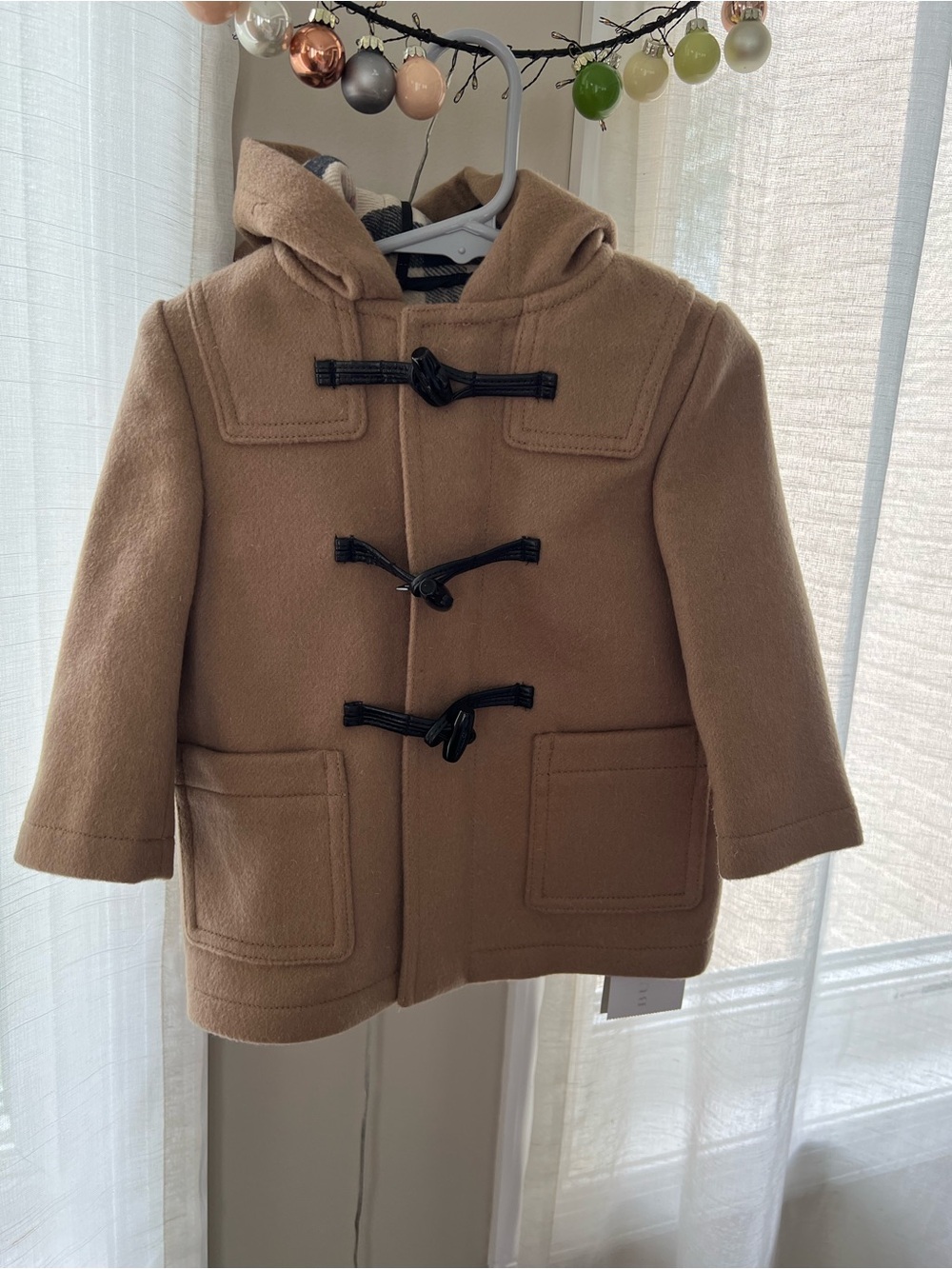 NWT Burberry baby Camel Toggle Peacoat 12M **damages**